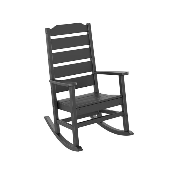 allen + roth Oakport Black Plastic Rocking Chair