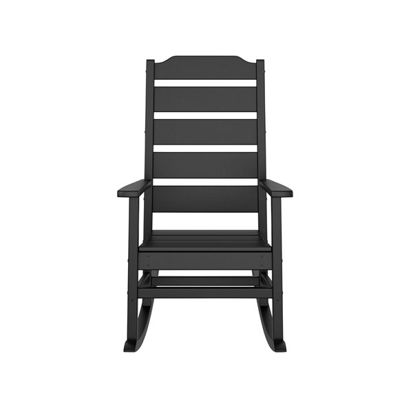 allen + roth Oakport Black Plastic Rocking Chair