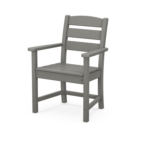 POLYWOOD Lakeside Slate-Grey Plastic Dining Arm Chair