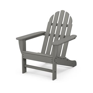 POLYWOOD Classic Adirondack Slate-Grey Plastic Chair