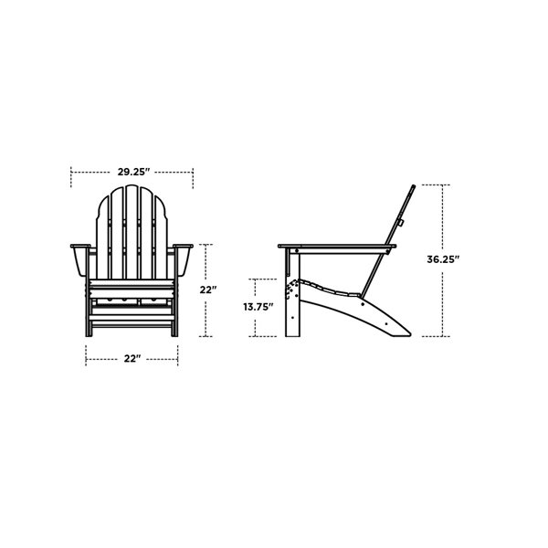 Trex Outdoor Seaport Charcoal-Black Plastic Classic Adirondack Chair