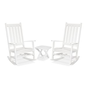 Trex Outdoor Furniture Cape Cod Plastic Frame Classic White 3-Piece Patio Conversation Set