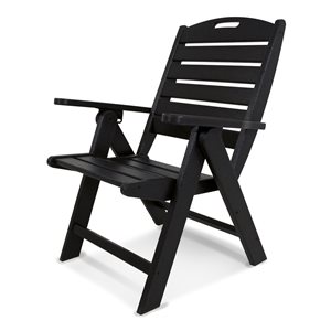 POLYWOOD Nautical Black Plastic Stackable Highback Chair