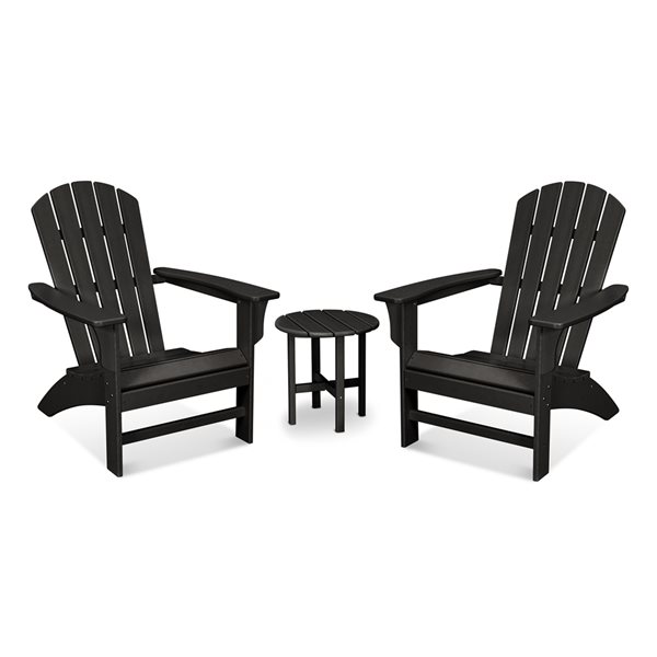 Trex Outdoor Furniture Yacht Club Plastic Frame Charcoal Black 3-Piece Adirondack Chair Set