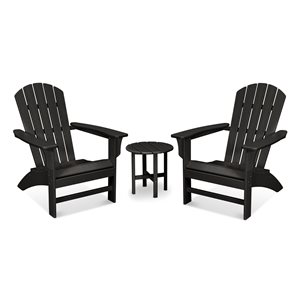 Trex Outdoor Furniture Yacht Club Plastic Frame Charcoal Black 3-Piece Adirondack Chair Set