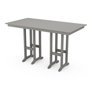 POLYWOOD Lakeside Slate Grey Rectangle Outdoor Bar Height Table 72-in W x 37.72-in L with Umbrella Hole