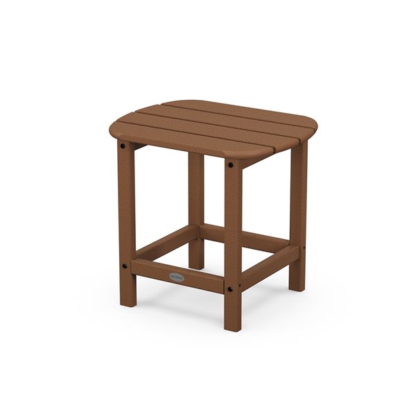 POLYWOOD South Beach Teak Rectangle Outdoor End Table 19-in W x 15-in L