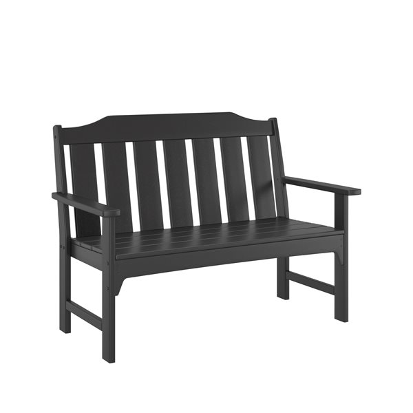 allen + roth Oakport 48-in x 36-in Black Lumber Bench