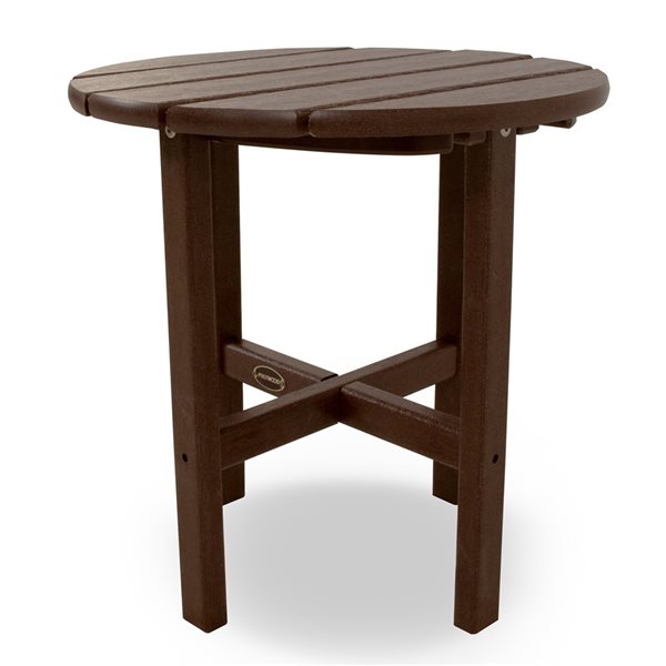 POLYWOOD Mahogany Round Outdoor End Table 18-in W x 18-in L