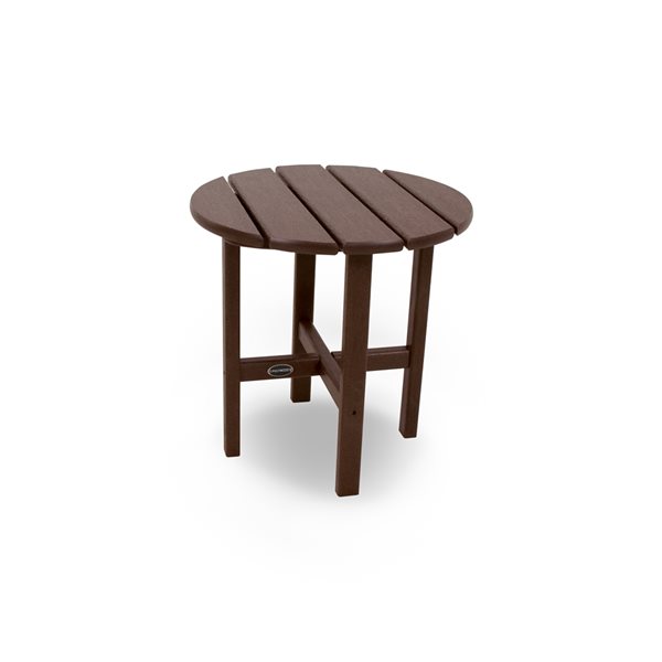 POLYWOOD Mahogany Round Outdoor End Table 18-in W x 18-in L