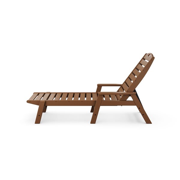 Polywood Nautical Teak Plastic Stackable Chaise Lounge With Arms Ncc2280te Rona 