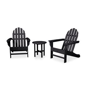 Trex Outdoor Furniture Cape Cod 3-Piece Plastic Frame Charcoal Black Adirondack Chair Set