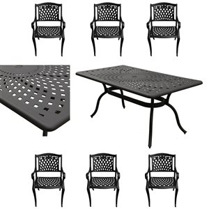 Oakland Living 67-in Black Patio Dining Set with Chairs - Set of 7