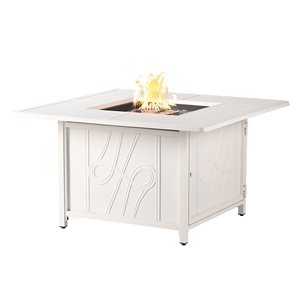 Oakland Living 42-in W 50,000-BTU White Finish Aluminum Propane Fire Pit Table