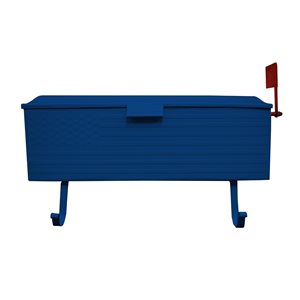Oakland Living 16.5-in x 4.5-in x 6-in Blue Metal Wall Mounted Mailbox with Newspaper Holder