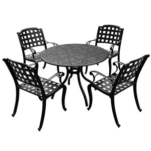 Oakland Living 5-Piece 42-in Black Patio Dining Set with Chairs