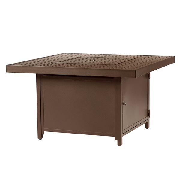 Oakland Living 42-in W 55,000-BTU Square Aluminum Propane Fire Pit Table in Brown