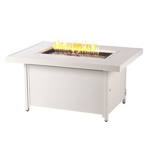 Oakland Living 48-in W 55,000-BTU Rectangular White Aluminum Propane Fire Pit Table