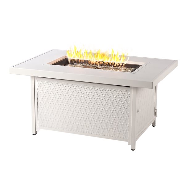 Oakland Living 48-in W 55,000-BTU Rectangular Aluminum Propane Fire Pit Table in White