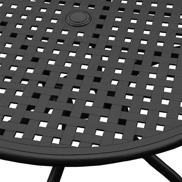 Oakland Living 42in Round Black Outdoor Dining Table with Umbrella