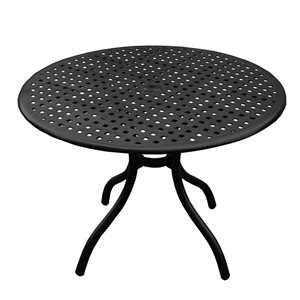 Oakland Living 42-in Round Black Outdoor Dining Table with Umbrella Hole