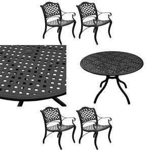 Oakland Living 5-Piece Round Black Patio Dining Set with Chairs