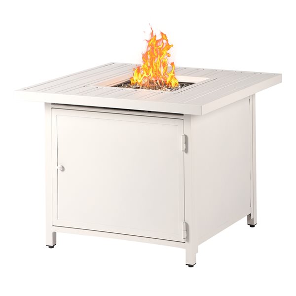 Oakland Living 32-in W 37,000-BTU Square White Aluminum Propane Fire Pit Table