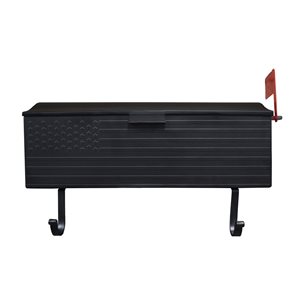 Oakland Living 16.5-in x 4.5-in x 6-in Black Metal Wall Mounted Mailbox with Flag