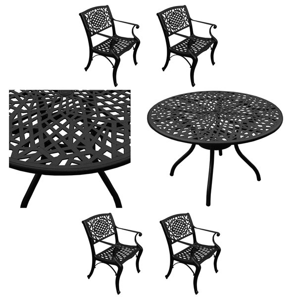 Oakland Living 48-in Black Modern Patio Dining Set with Chairs - Set of 5