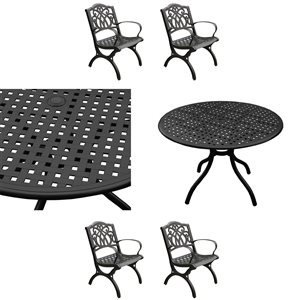 Oakland Living 42-in Round Black Patio Dining Set with Chairs - 5-Piece