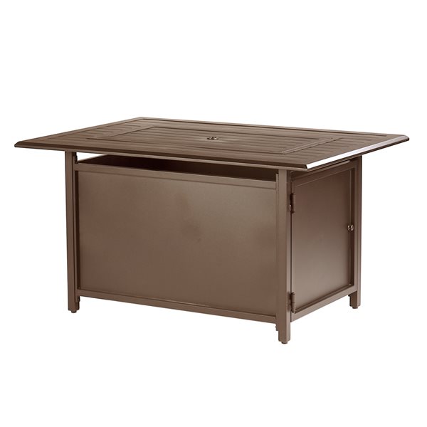 Oakland Living 31-in W 55,000-BTU Rectangular Brown Aluminum Propane Fire Pit Table