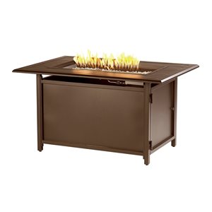 Oakland Living 31-in W 55,000-BTU Rectangular Brown Aluminum Propane Fire Pit Table