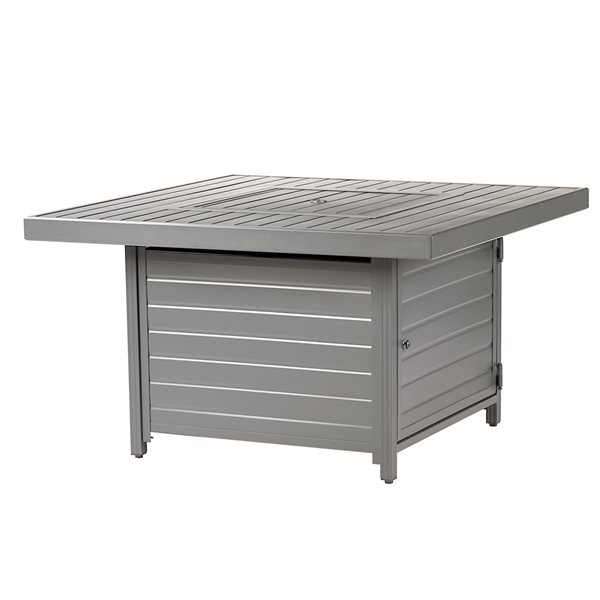 Oakland Living 42-in W 55,000-BTU Square Aluminum Propane Fire Pit Table in Grey