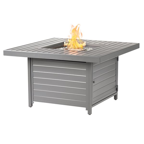 Oakland Living 42-in W 55,000-BTU Square Aluminum Propane Fire Pit Table in Grey