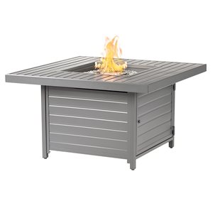 Oakland Living 42-in W 55,000-BTU Square Aluminum Propane Fire Pit Table in Grey