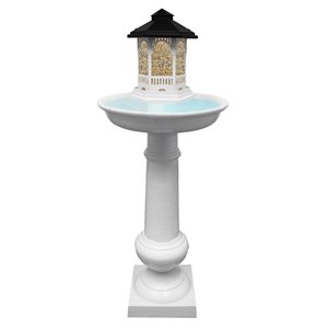 Oakland Living 40-in White Modern Round Metal Birdbath with Bird Feeder