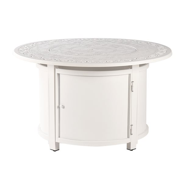 Oakland Living 44-in W 55,000-BTU Round White Finish Aluminum Propane Fire Pit Table