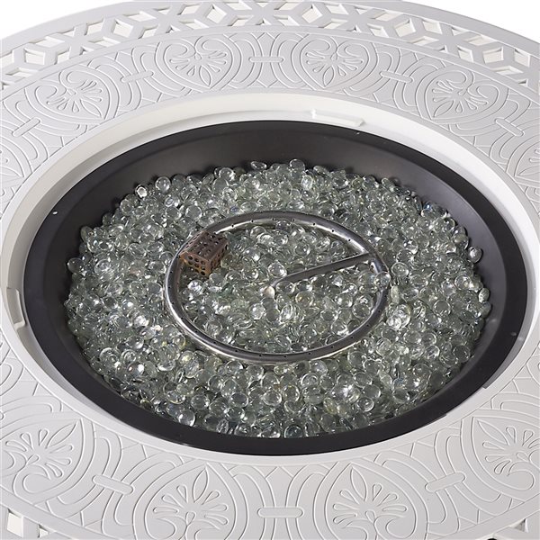 Oakland Living 44-in W 55,000-BTU Round White Finish Aluminum Propane Fire Pit Table