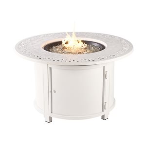 Oakland Living 44-in W 55,000-BTU Round White Finish Aluminum Propane Fire Pit Table