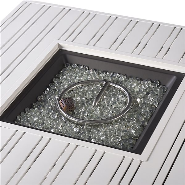 Oakland Living 42-in W 55,000-BTU Square White Aluminum Propane Fire Pit Table