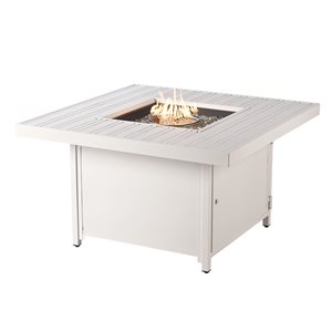 Oakland Living 42-in W 55,000-BTU Square White Aluminum Propane Fire Pit Table