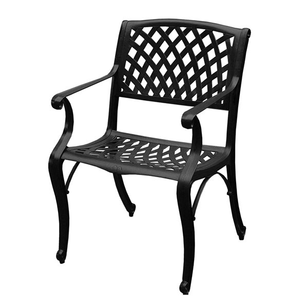 Oakland Living Metal Stationary Modern Patio Dining Chair in Black