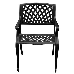 Oakland Living Metal Stationary Modern Patio Dining Chair in Black