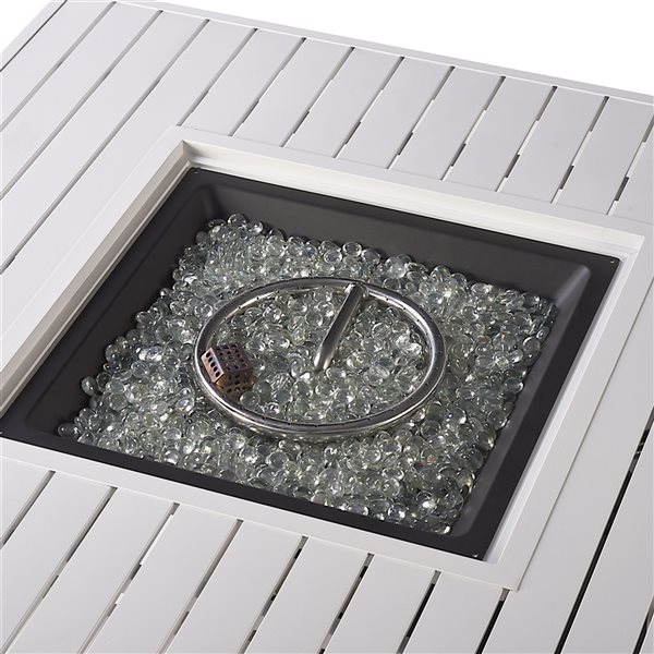 Oakland Living 42-in W 55,000-BTU Square Aluminum Propane Fire Pit Table in White