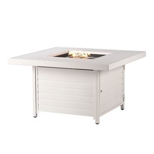 Oakland Living 42-in W 55,000-BTU Square Aluminum Propane Fire Pit Table in White