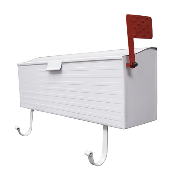 Oakland Living 16.5-in x 4.5-in x 6-in White Metal Wall Mounted Mailbox with Newspaper Holder