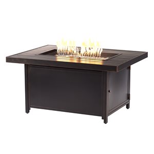 Oakland Living 48-in W 55,000-BTU Rectangular Aluminum Propane Fire Pit Table in Antique Copper