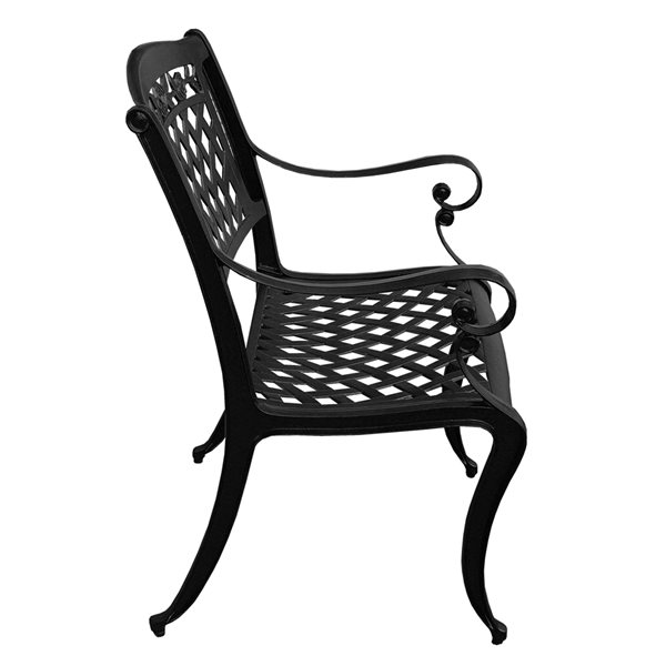 Oakland Living Metal Stationary Traditional Patio Dining Chair in Black