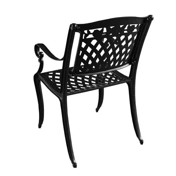 Oakland Living Metal Stationary Traditional Patio Dining Chair in Black