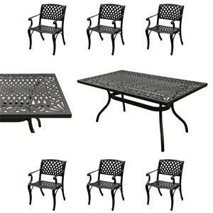 Oakland Living 7-Piece Rectangular Black Patio Dining Set with Chairs